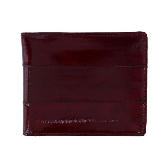 CTM Men's Eel Skin Leather Bifold Wallet with Coin Pouch - Picture 1 of 3